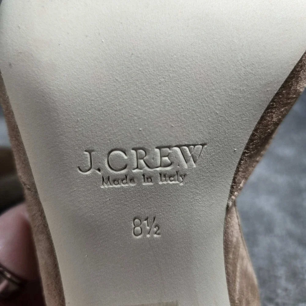 J.Crew Pumps Tan Suede Pointed Toe D'Orsay Heels Womens 8.5